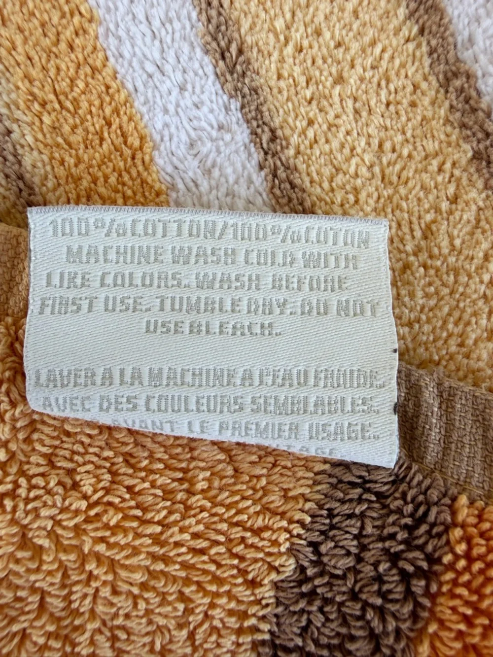 Restoration Hardware Striped Oversized Beach Towel Gold Brown Orange 36x65 GUC